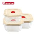 Glass Food Container Packaging with Vented Bamboo Lid